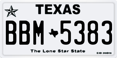 TX license plate BBM5383