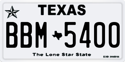 TX license plate BBM5400