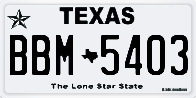 TX license plate BBM5403