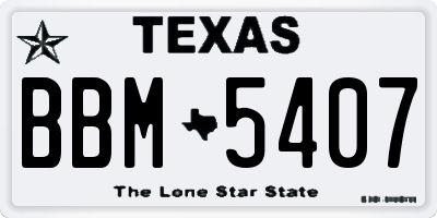 TX license plate BBM5407