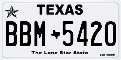 TX license plate BBM5420