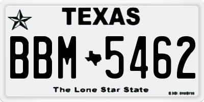 TX license plate BBM5462