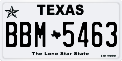 TX license plate BBM5463