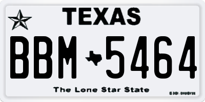 TX license plate BBM5464