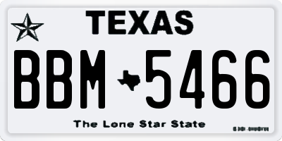 TX license plate BBM5466
