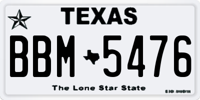 TX license plate BBM5476