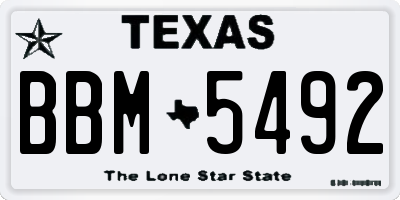 TX license plate BBM5492