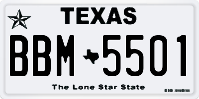 TX license plate BBM5501