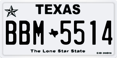 TX license plate BBM5514