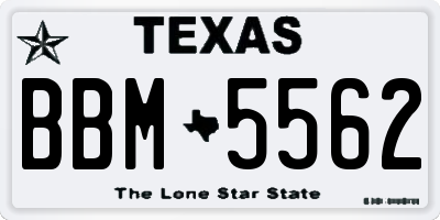 TX license plate BBM5562