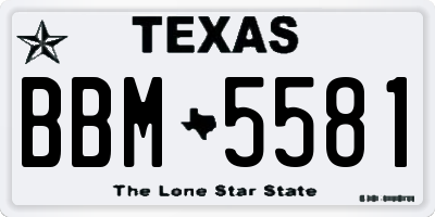 TX license plate BBM5581