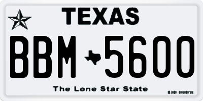TX license plate BBM5600