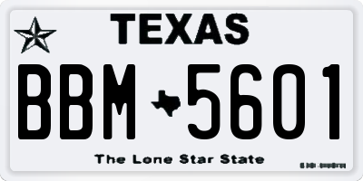 TX license plate BBM5601