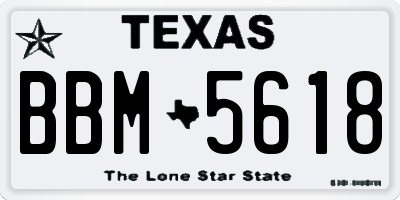 TX license plate BBM5618