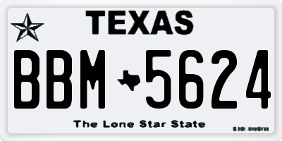 TX license plate BBM5624