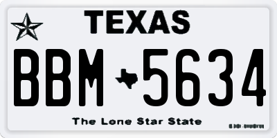 TX license plate BBM5634