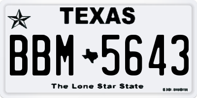 TX license plate BBM5643