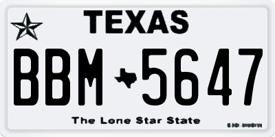 TX license plate BBM5647