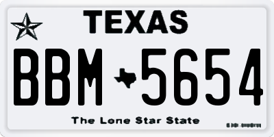 TX license plate BBM5654