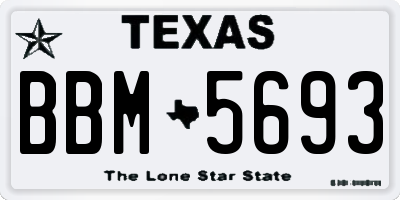 TX license plate BBM5693