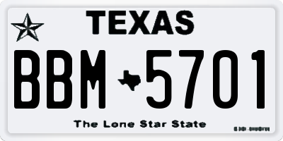 TX license plate BBM5701