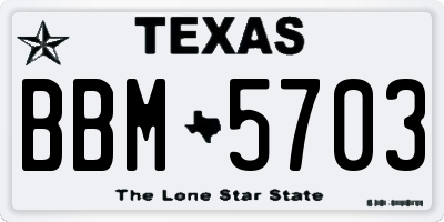 TX license plate BBM5703