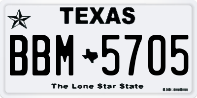 TX license plate BBM5705
