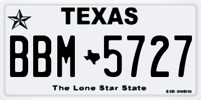 TX license plate BBM5727
