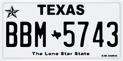 TX license plate BBM5743