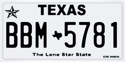 TX license plate BBM5781