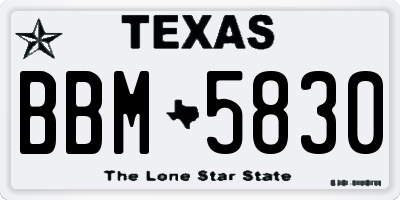 TX license plate BBM5830
