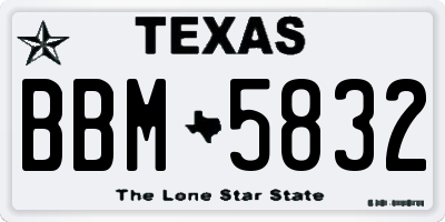 TX license plate BBM5832