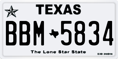 TX license plate BBM5834
