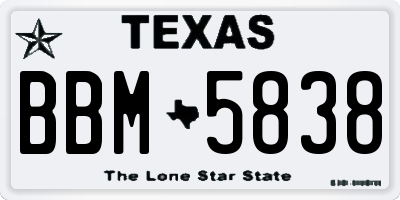 TX license plate BBM5838