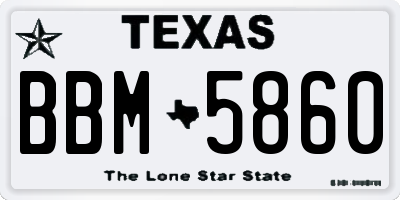 TX license plate BBM5860