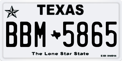 TX license plate BBM5865