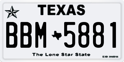TX license plate BBM5881