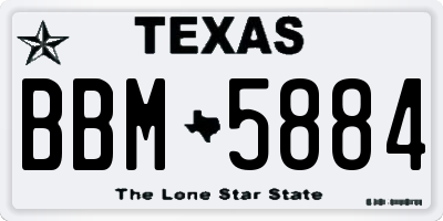 TX license plate BBM5884