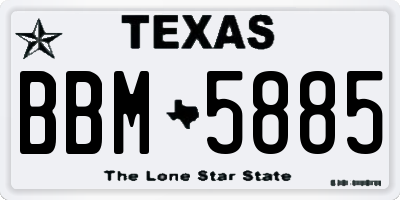 TX license plate BBM5885