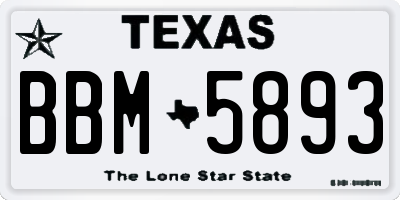 TX license plate BBM5893