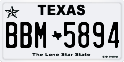 TX license plate BBM5894