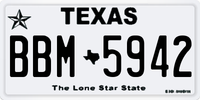 TX license plate BBM5942