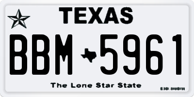TX license plate BBM5961