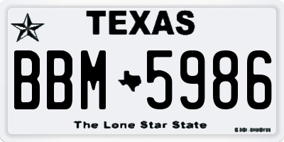 TX license plate BBM5986
