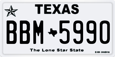 TX license plate BBM5990