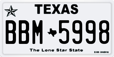 TX license plate BBM5998