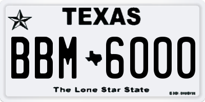 TX license plate BBM6000