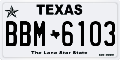 TX license plate BBM6103