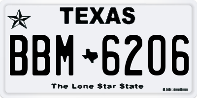 TX license plate BBM6206