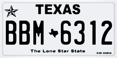 TX license plate BBM6312